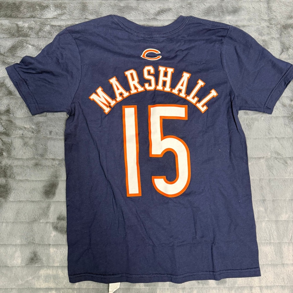 Chicago Bears Brandon Marshall 15 Youth Navy Blue Cotton T-Shirt Size M 10/12